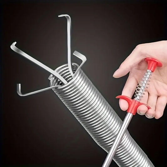 Flexible 63 Inch Drain Snake Cleaner - 1pc with 4 Claws, Grabbing Tool for Kitchen Sink, Sewer, Drain Pipe and Toilet Clog Removal